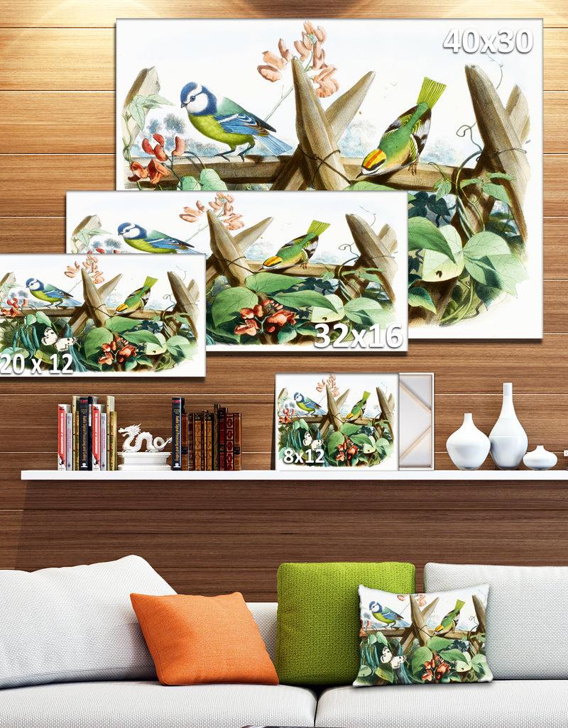 DesignQ Colorful Birds Sitting On Branches - Animal Canvas Art Print