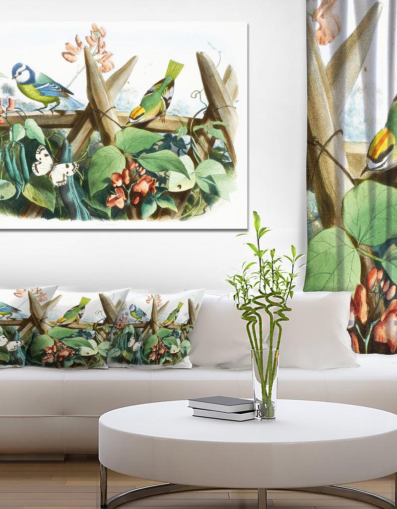 DesignQ Colorful Birds Sitting on Branches - Animal Canvas Art Print