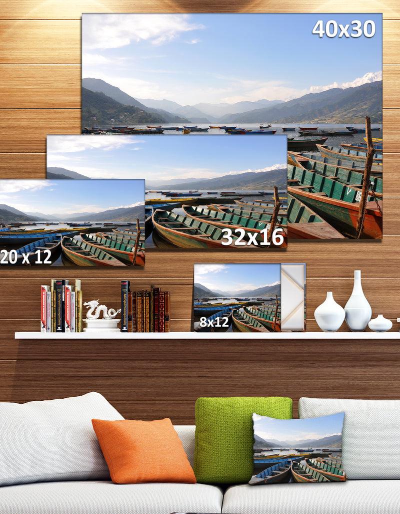 DesignQ Colorful Boats Pokhara Lake - Boat Canvas Artwork