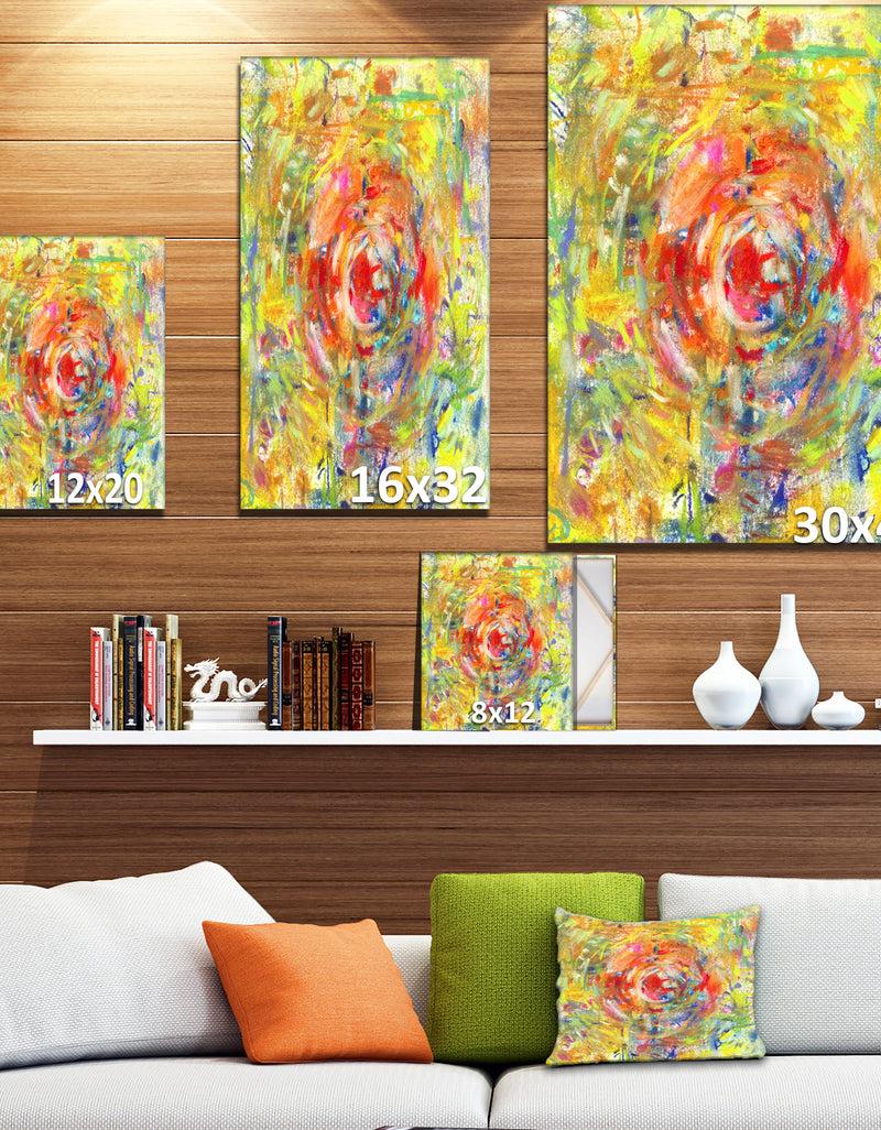 DesignQ Colorful Circle Petal Abstract Design - Floral Painting Print On Wrapped Canvas