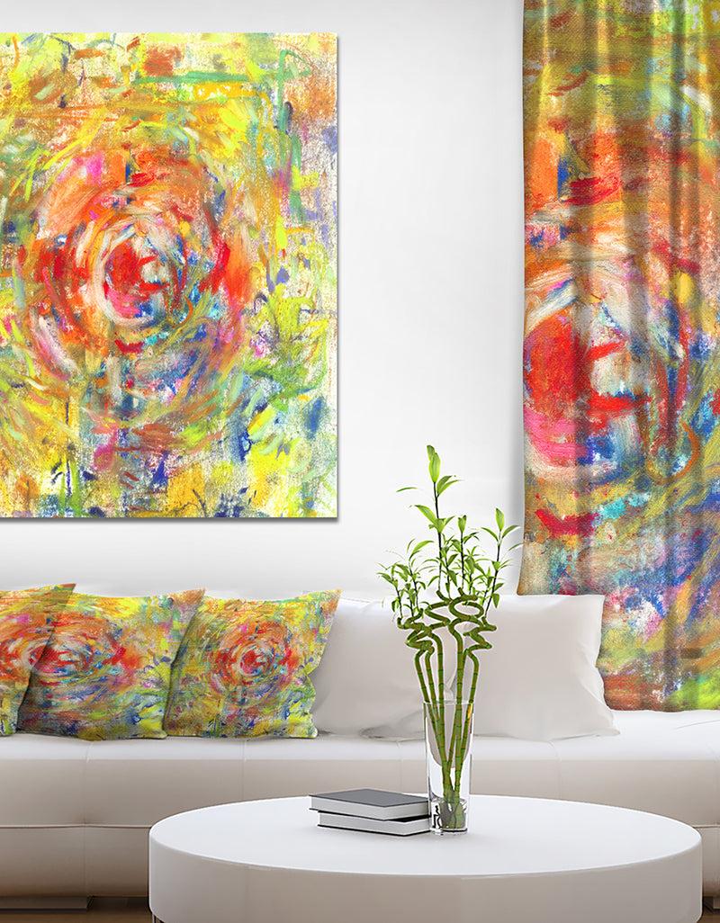 DesignQ Colorful Circle Petal Abstract Design - Floral Painting Print on Wrapped Canvas