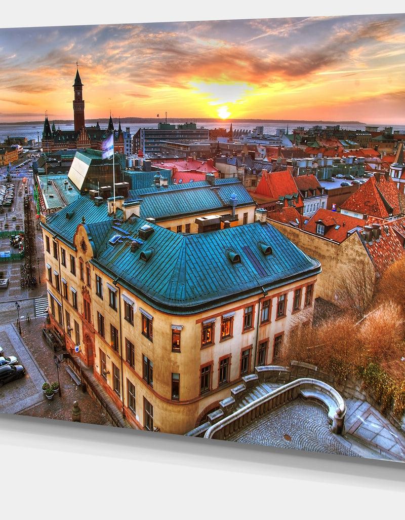 DesignQ Colorful City Landscape - Extra Large Cityscape Wall Art