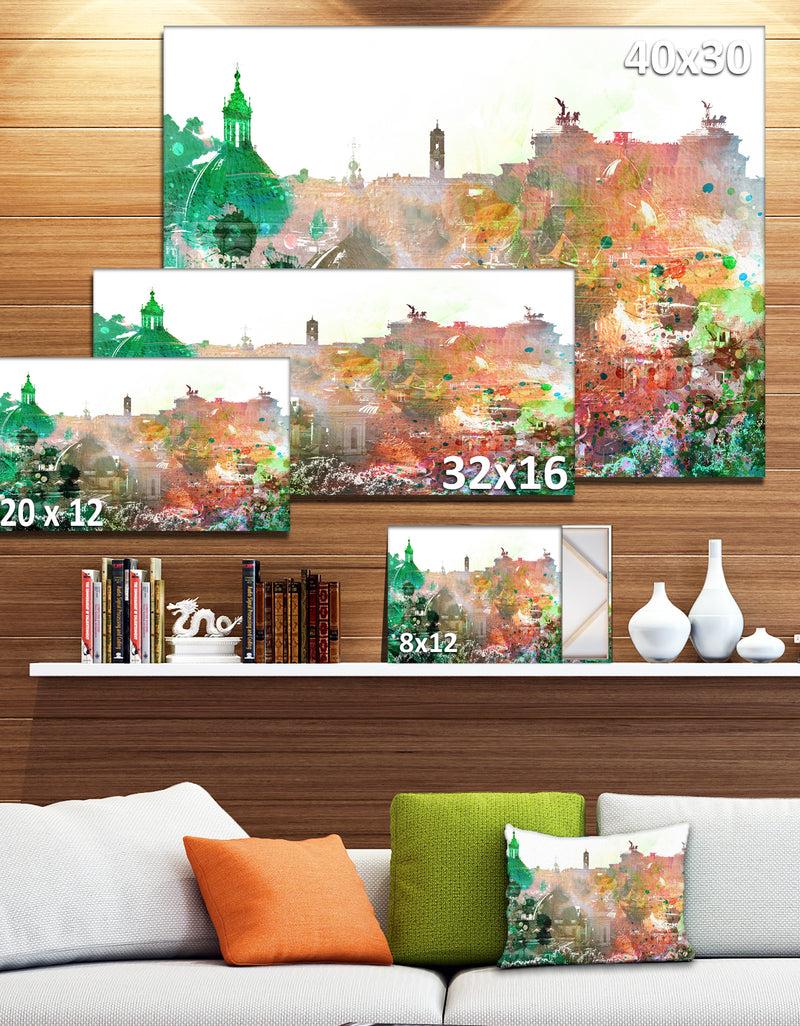 DesignQ Colorful City Watercolor - Landscape Wall Artwork