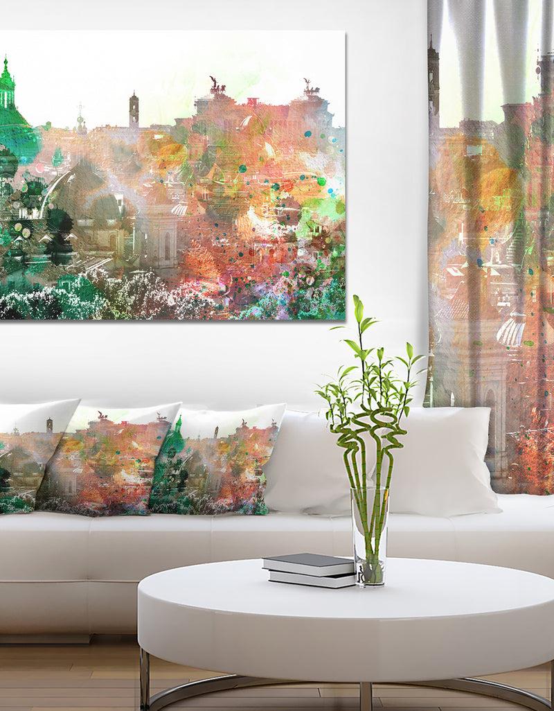 DesignQ Colorful City Watercolor - Landscape Wall Artwork