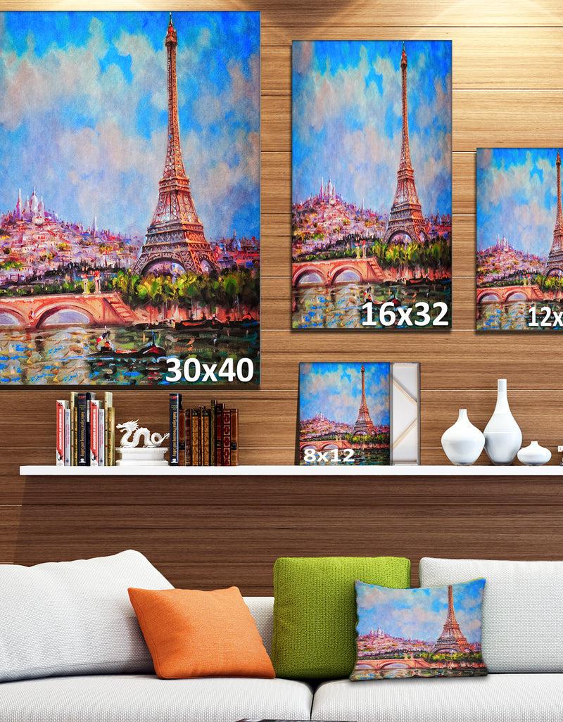 DesignQ Colorful Eiffel And Sacre Coeur - Photography Canvas Art Print