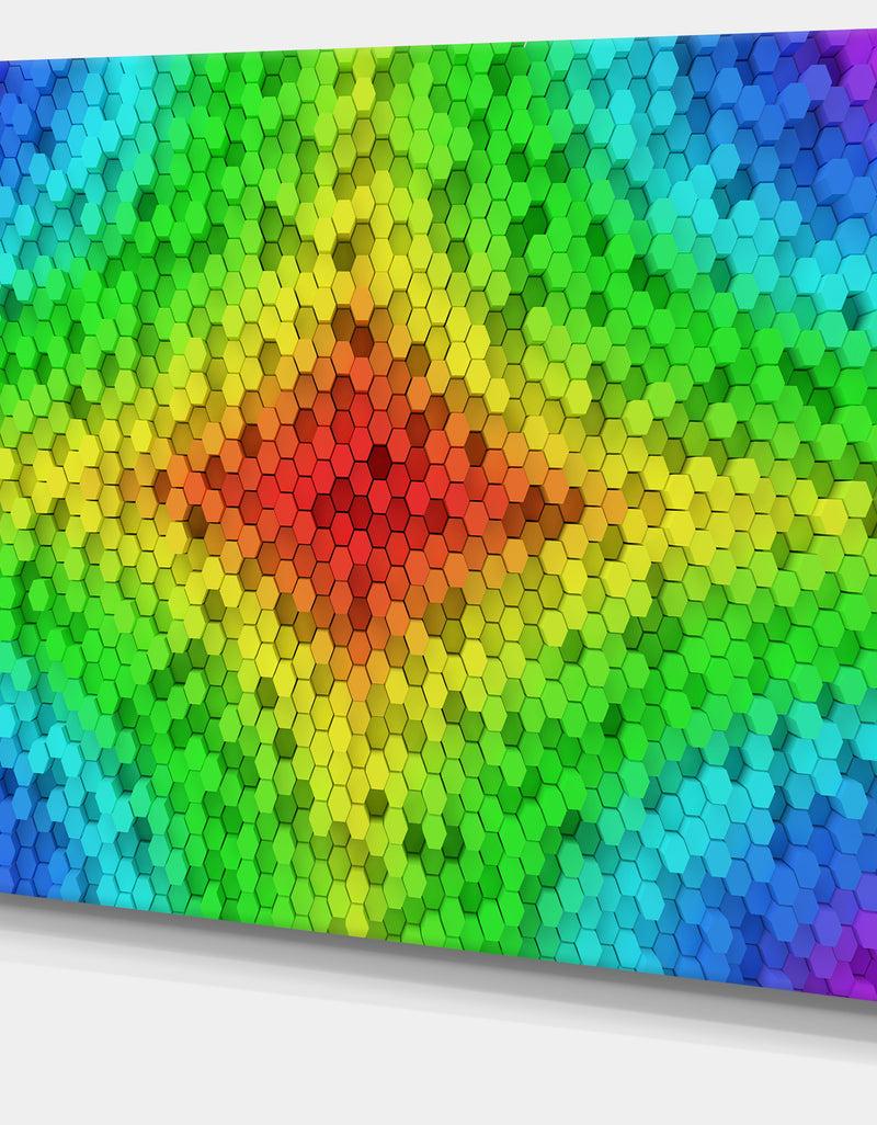 DesignQ Colorful Elevated Hexagon Columns - Extra Large Abstract Canvas Art Print