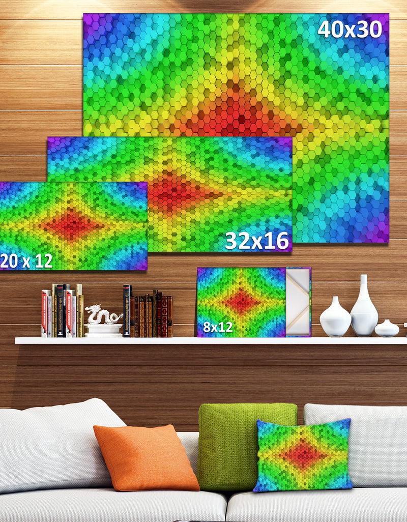 DesignQ Colorful Elevated Hexagon Columns - Extra Large Abstract Canvas Art Print