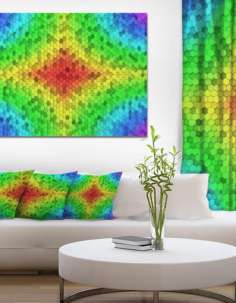 DesignQ Colorful Elevated Hexagon Columns - Extra Large Abstract Canvas Art Print