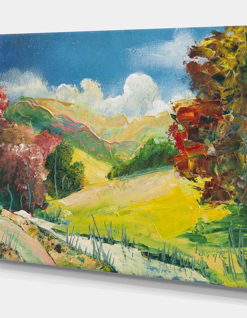 DesignQ Colorful Field - Floral Painting Print On Wrapped Canvas