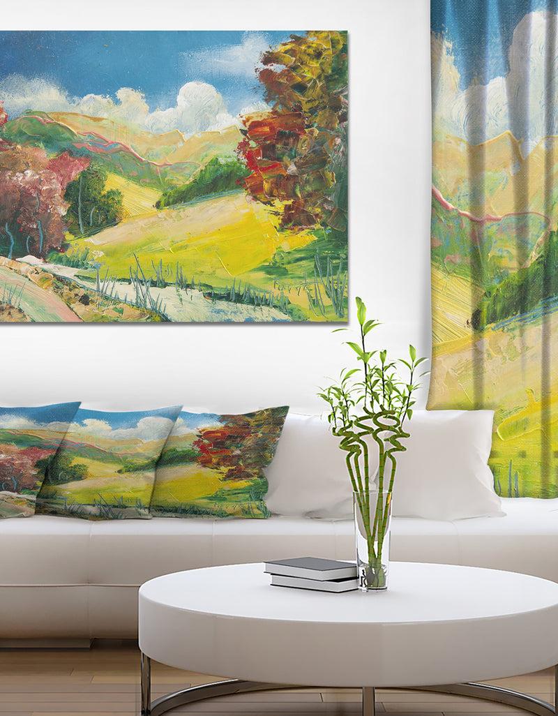DesignQ Colorful Field - Floral Painting Print on Wrapped Canvas