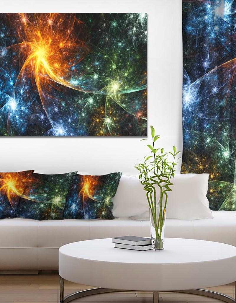 DesignQ Colorful Fireworks with Stars'Extra Large Abstract Canvas Art Print