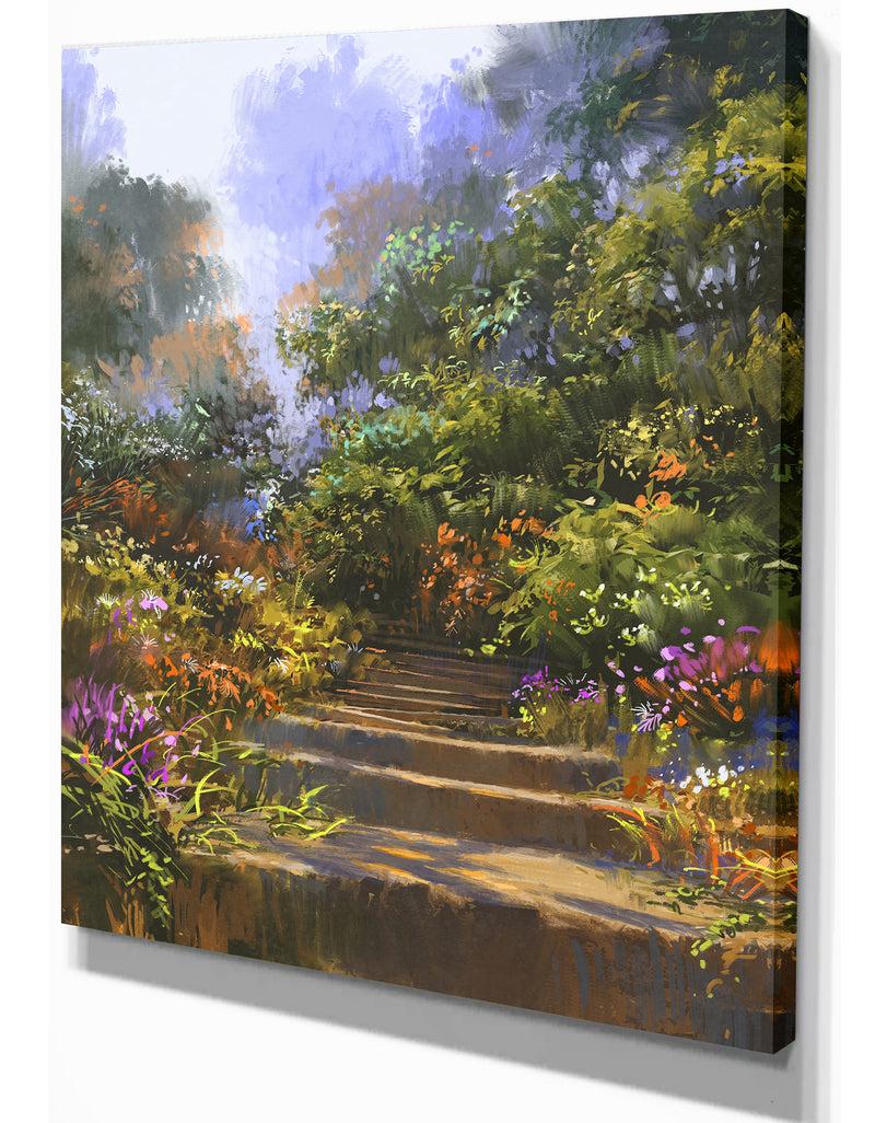 DesignQ Colorful Flower - Floral Contemporary Art On Wrapped Canvas