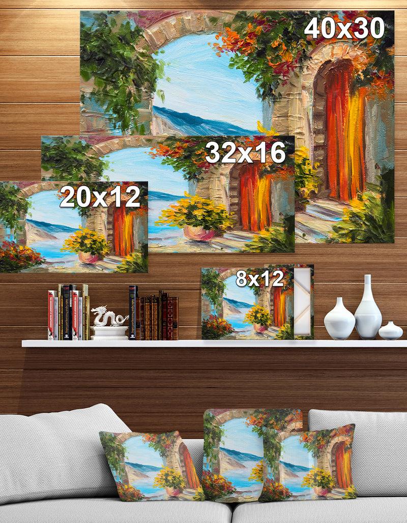 DesignQ Colorful Flowers Street - Floral Painting Print On Wrapped Canvas