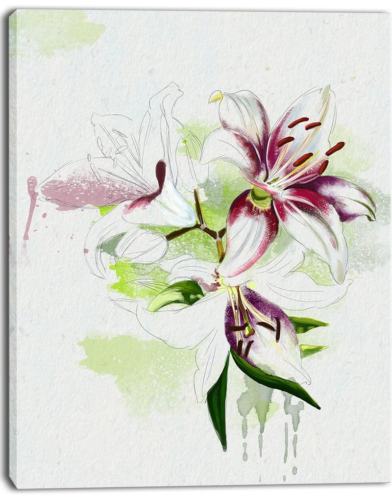 DesignQ Colorful Flowers With Color Splashes - Extra Large Floral Canvas Art