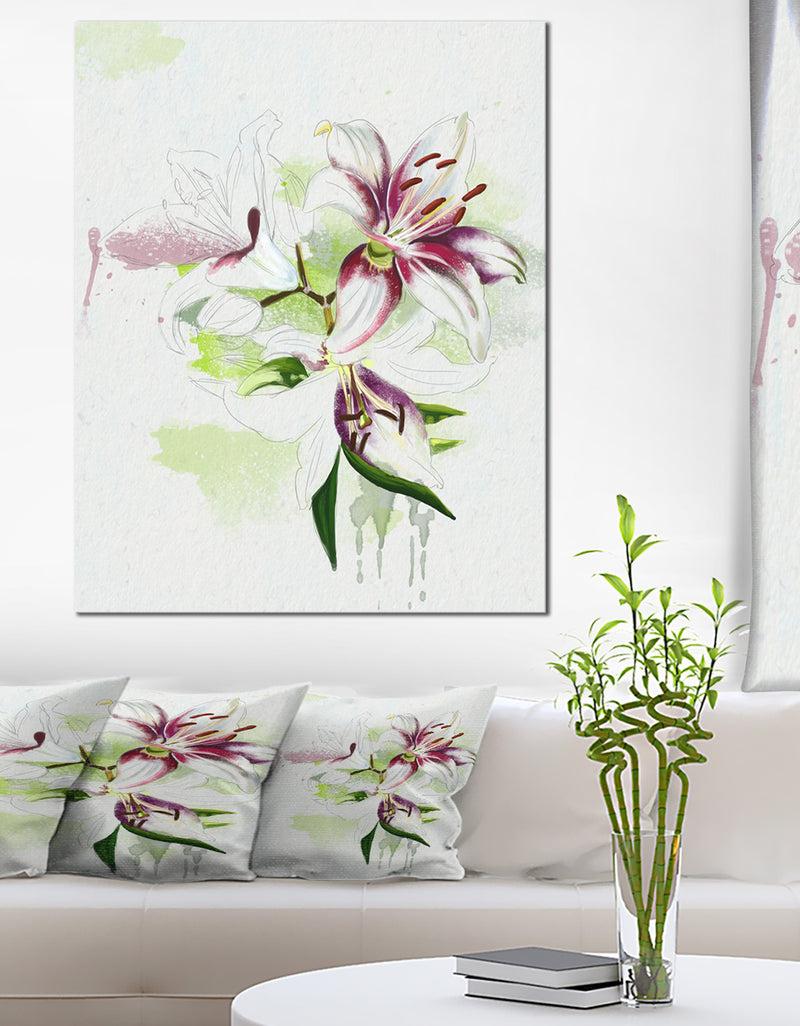 DesignQ Colorful Flowers with Color Splashes - Extra Large Floral Canvas Art