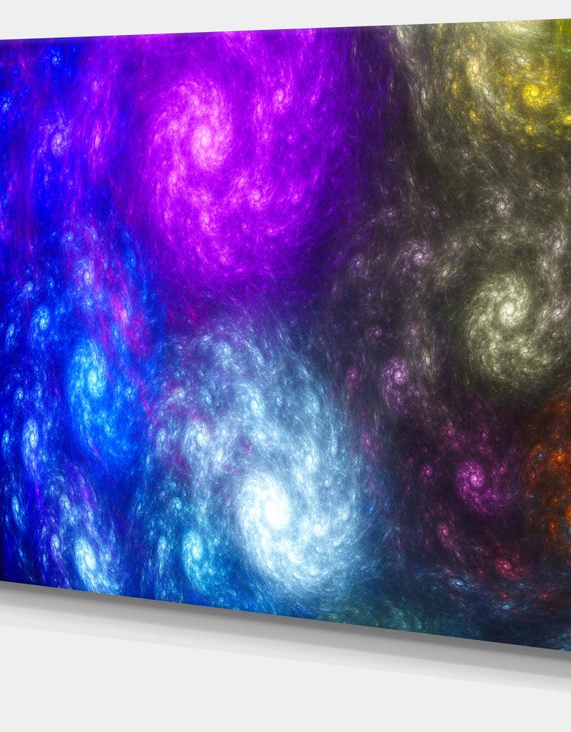DesignQ Colorful Fractal Rotating Galaxies - Extra Large Abstract Canvas Wall Art