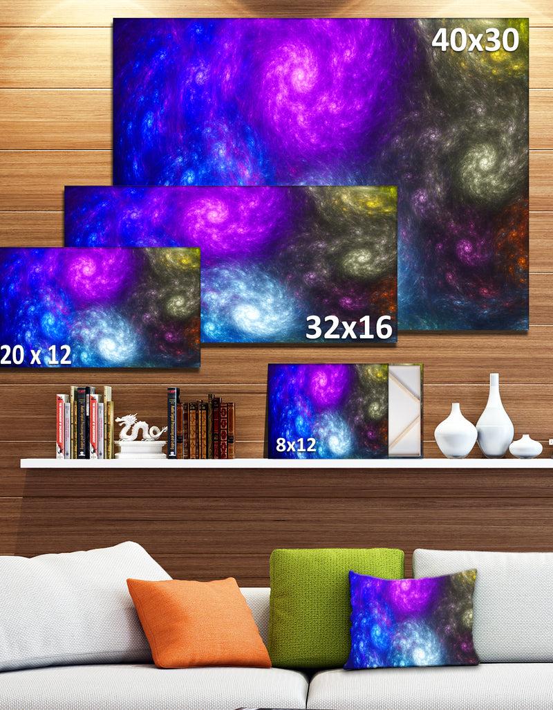 DesignQ Colorful Fractal Rotating Galaxies - Extra Large Abstract Canvas Wall Art