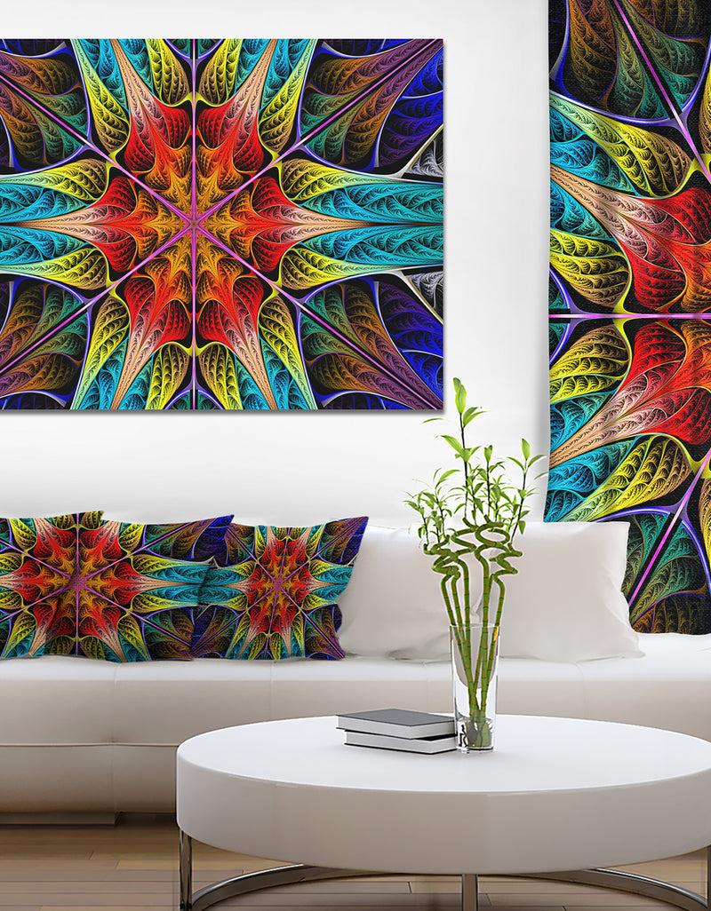 DesignQ Colorful Fractal Stained Glass - Large Wall Art on Canvas