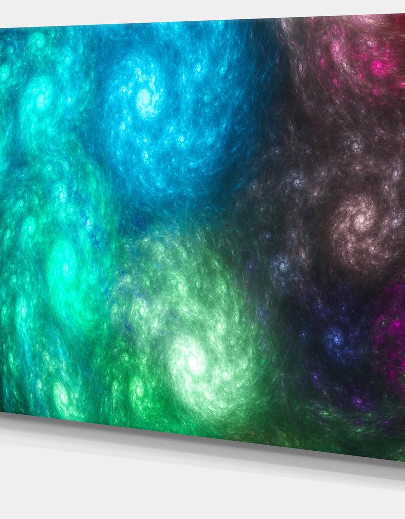DesignQ Colorful Rotating Fractal Galaxies - Extra Large Abstract Canvas Wall Art