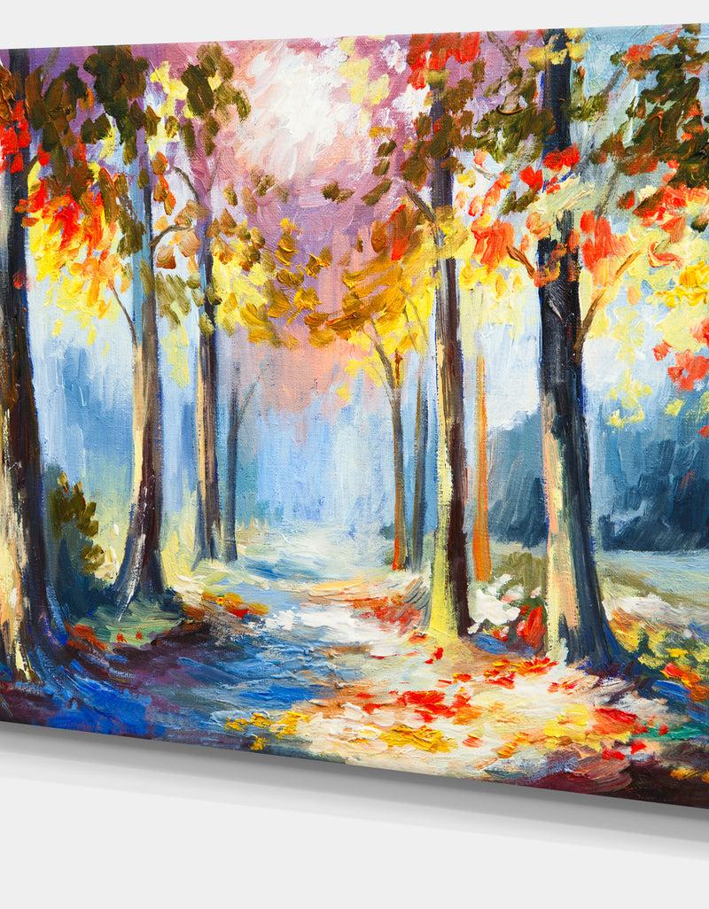 DesignQ Colorful Spring Forest - Landscape Canvas Art Print