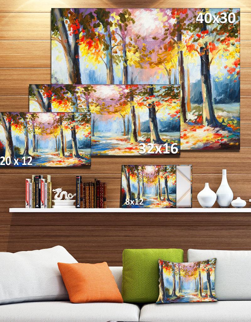 DesignQ Colorful Spring Forest - Landscape Canvas Art Print