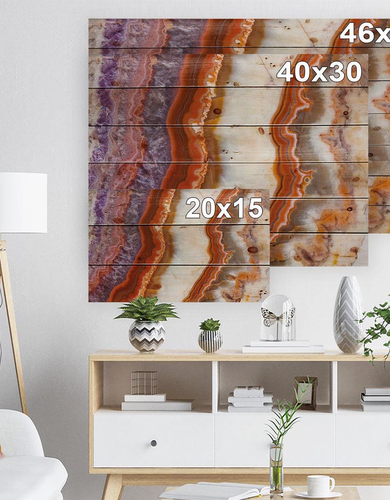 DesignQ Colorful Stone Stripes - Abstract Print On Natural Pine Wood