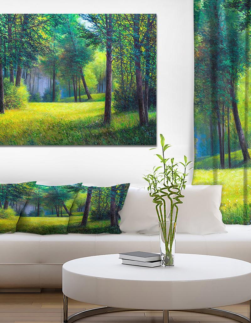 DesignQ Colorful Summer Sunset - Landscapes Painting Print on Wrapped Canvas