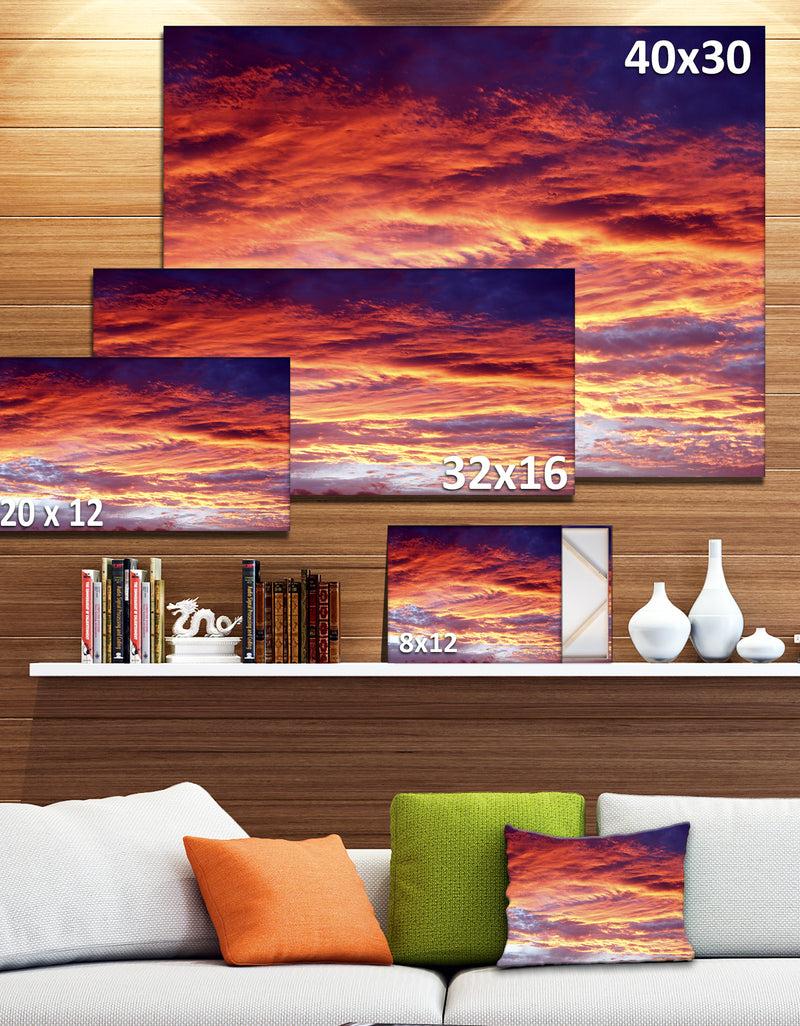 DesignQ Colorful Sunset Skies With Clouds - Extra Large Wall Art Landscape