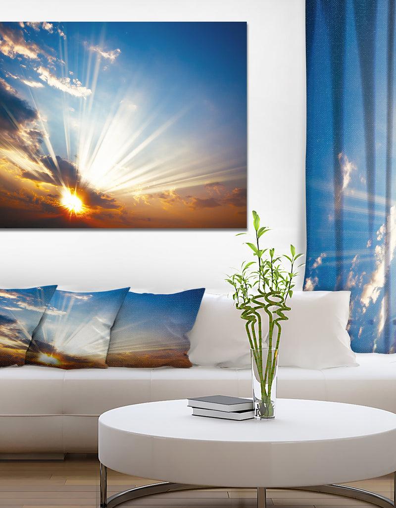 DesignQ Colorful sunset with Sun Rays - landscape Photography on wrapped canvas