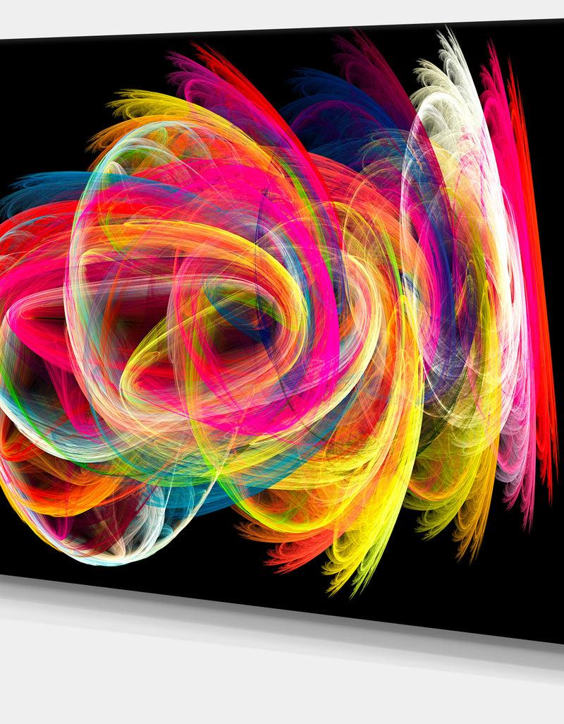 DesignQ Colorful Thick Strokes In Black - Abstract Digital Canvas Print