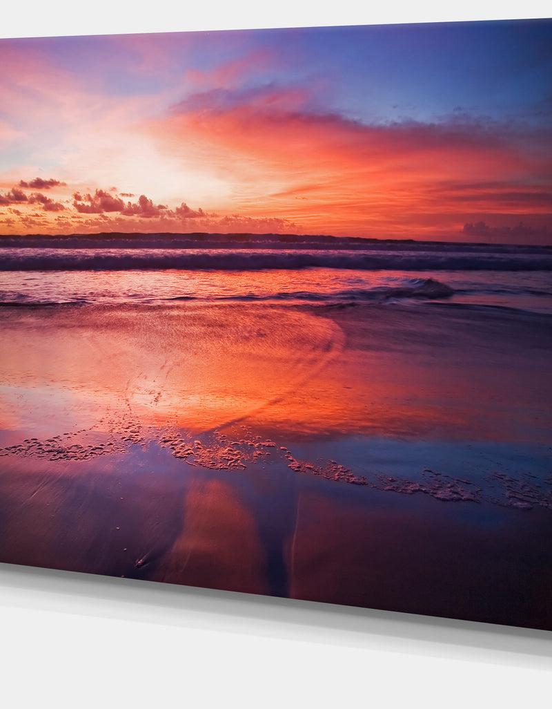 DesignQ Colorful Tropical Beach With Clouds - Seashore Canvas Wall Art
