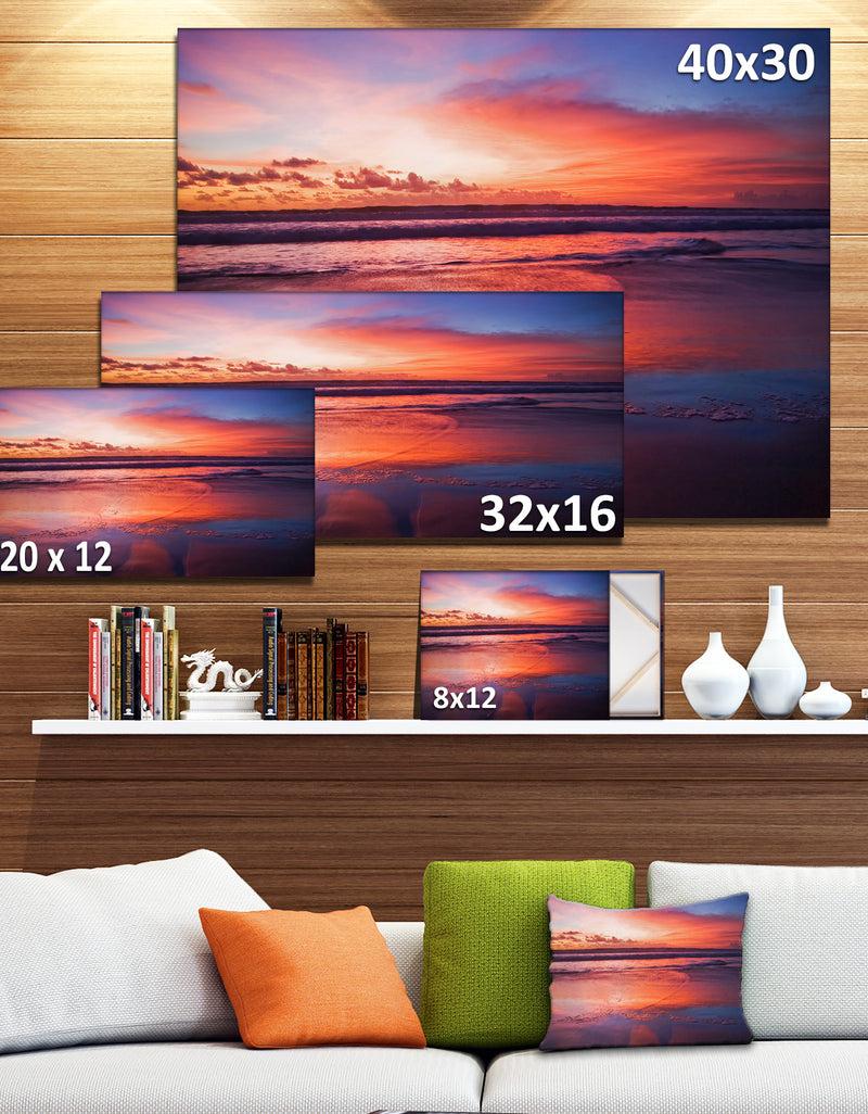 DesignQ Colorful Tropical Beach With Clouds - Seashore Canvas Wall Art