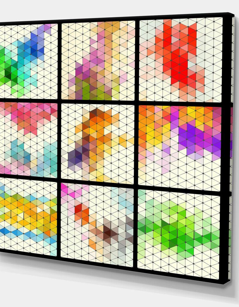DesignQ Compilation Of Triangular Geometry - Modern & Contemporary Canvas Artwork