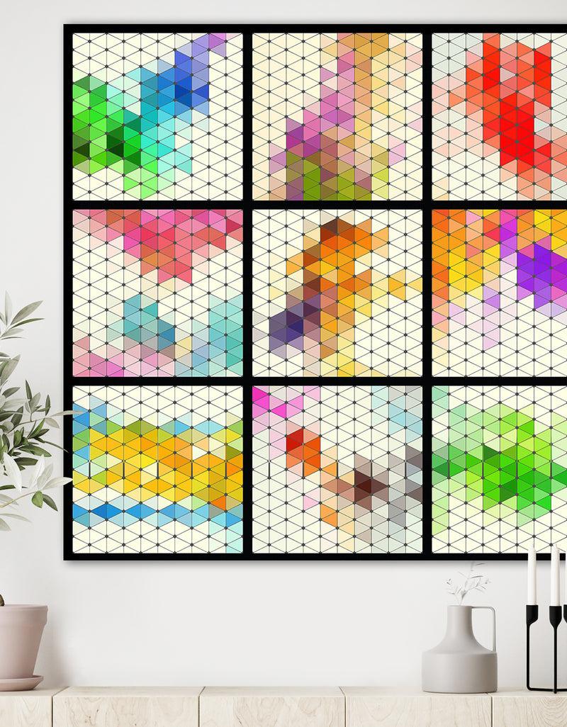DesignQ Compilation of Triangular Geometry - Modern & Contemporary Canvas Artwork