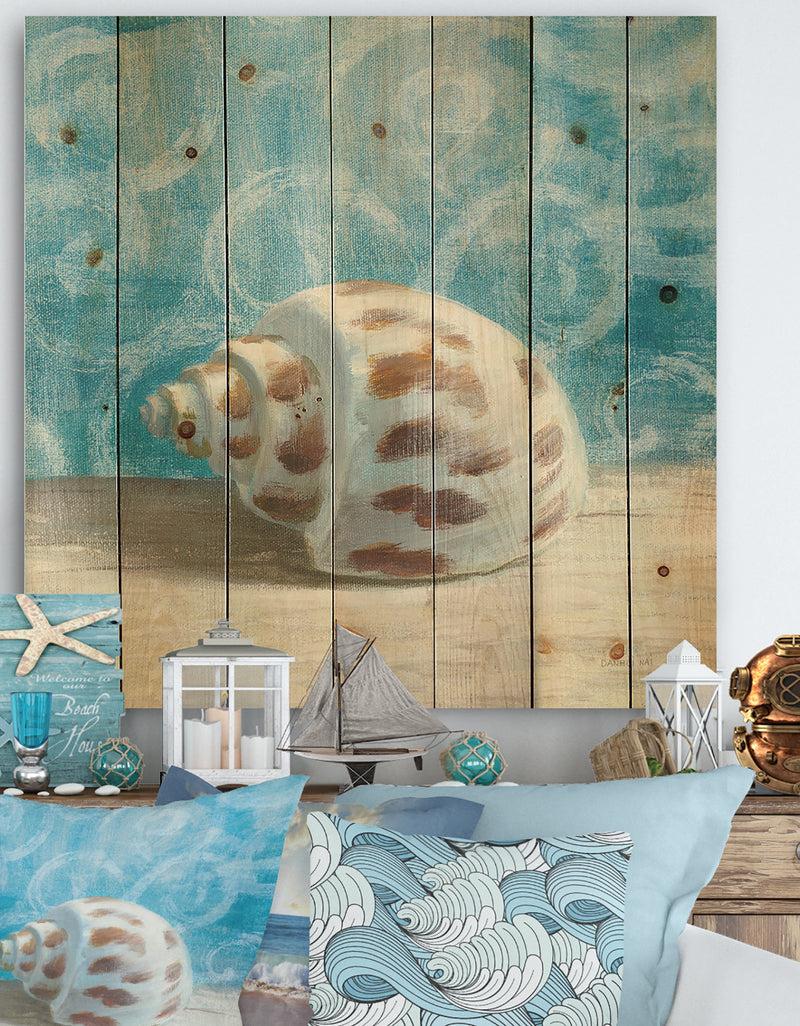 DesignQ Composition from the Sea III - Nautical & Coastal Print on Natural Pine Wood