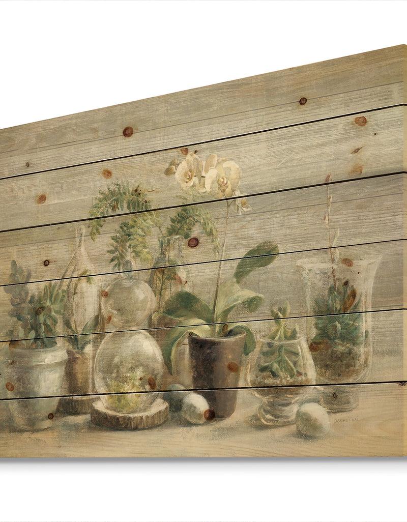 DesignQ Composition Of Orchids - Traditional Print On Natural Pine Wood