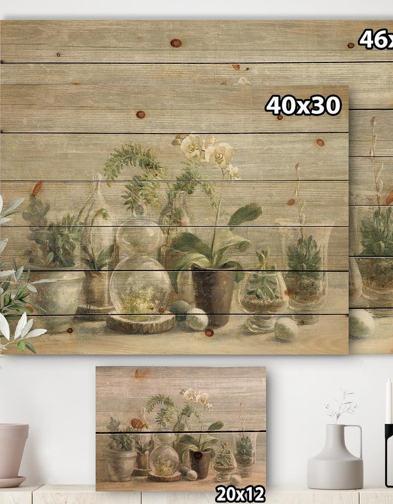 DesignQ Composition Of Orchids - Traditional Print On Natural Pine Wood