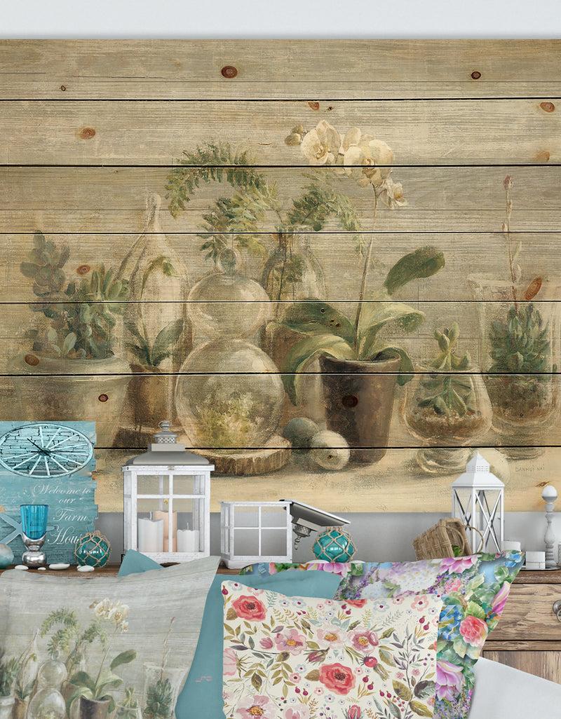 DesignQ Composition of Orchids - Traditional Print on Natural Pine Wood