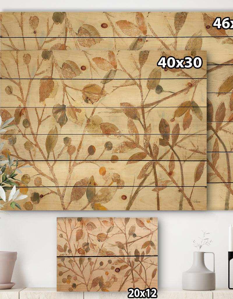 DesignQ Copper Branches Composition - Lake House Print On Natural Pine Wood