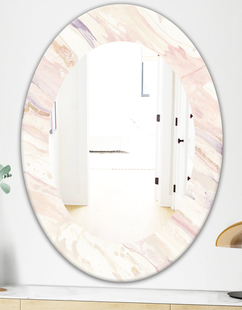 DesignQ Copper Dreams Geometric - Shabby Chic Mirror - Oval Or Round Wall Mirror