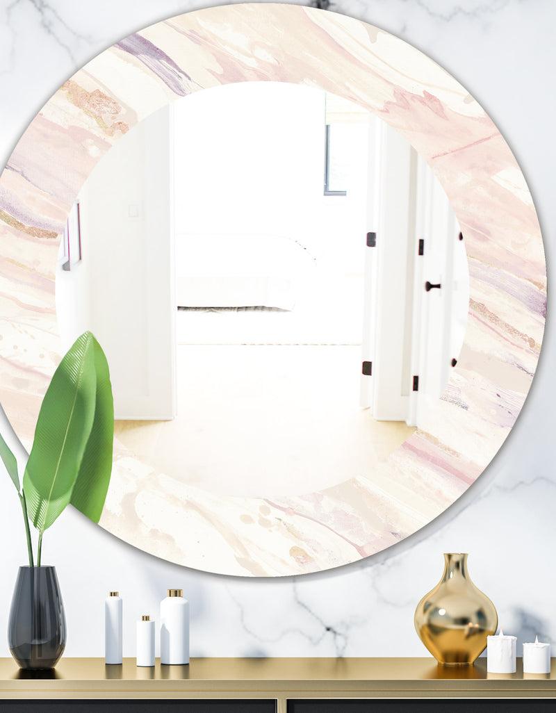 DesignQ Copper Dreams Geometric - Shabby Chic Mirror - Oval or Round Wall Mirror