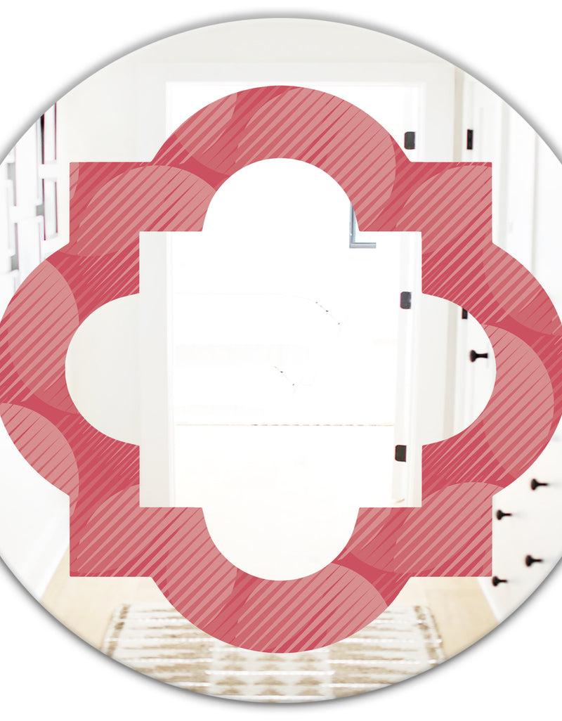 DesignQ Coral Round Geometrical - Modern Round Or Oval Wall Mirror - Quatrefoil