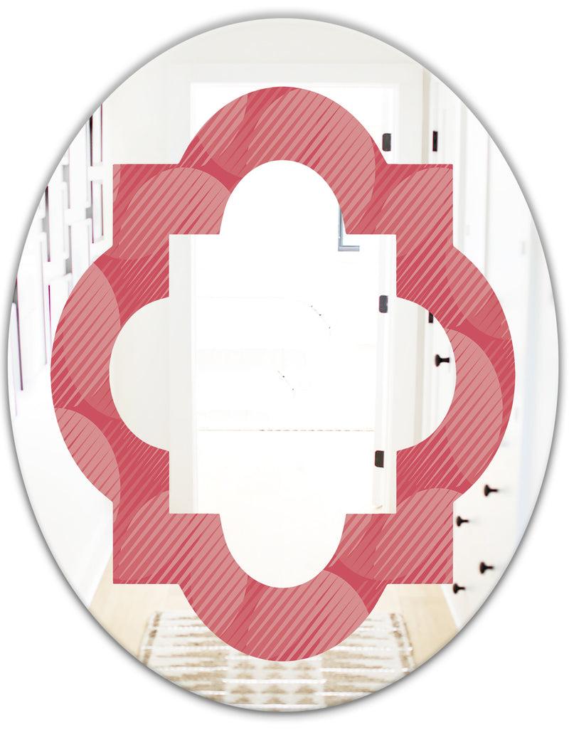 DesignQ Coral Round Geometrical - Modern Round Or Oval Wall Mirror - Quatrefoil
