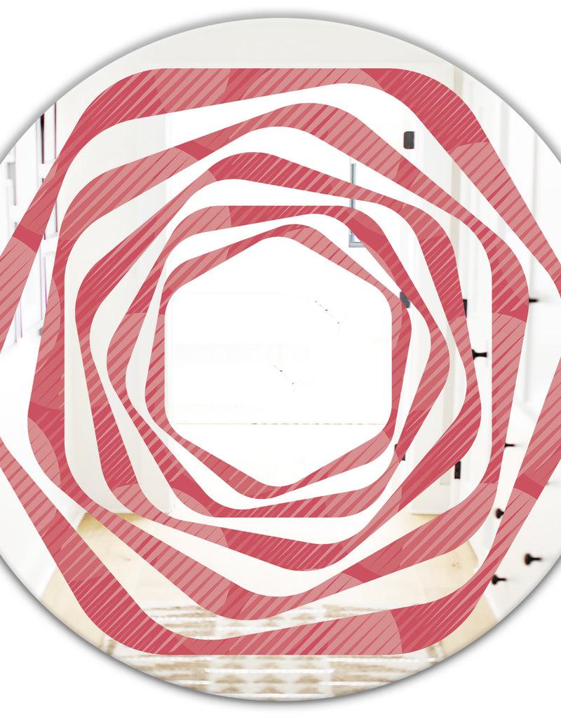 DesignQ Coral Round Geometrical - Modern Round Or Oval Wall Mirror - Whirl