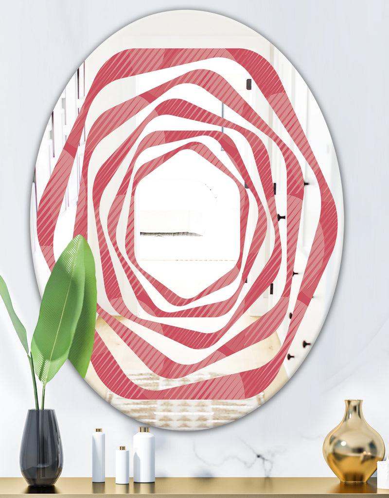 DesignQ Coral Round Geometrical - Modern Round Or Oval Wall Mirror - Whirl