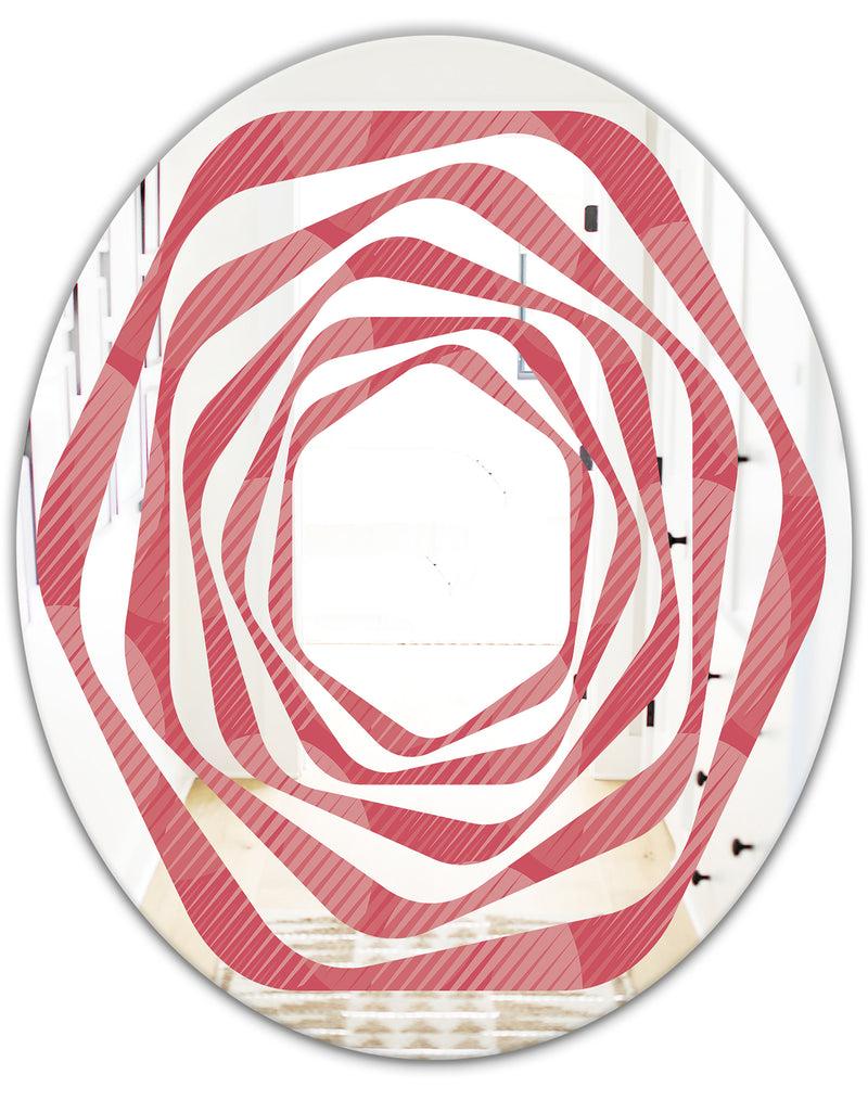 DesignQ Coral Round Geometrical - Modern Round Or Oval Wall Mirror - Whirl