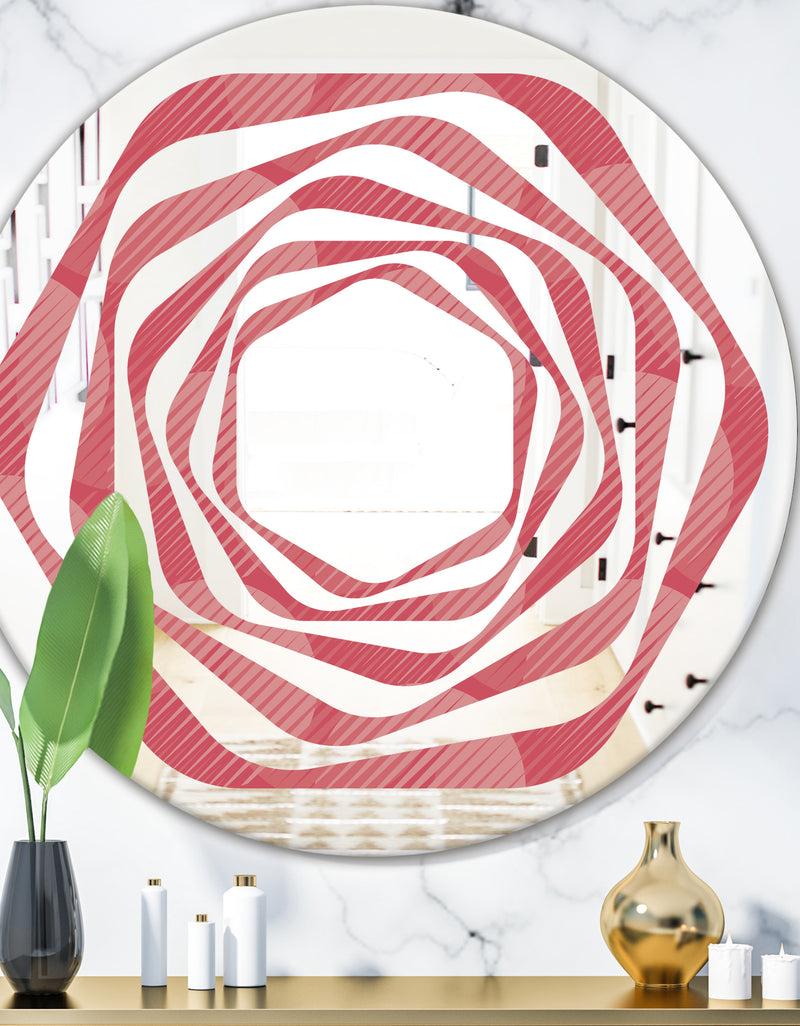 DesignQ Coral Round Geometrical - Modern Round or Oval Wall Mirror - Whirl