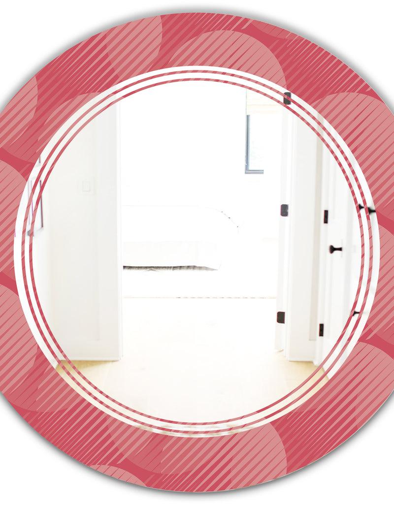 DesignQ Coral Round Geometrical - Modern Round Or Oval Wall Mirror - Triple C