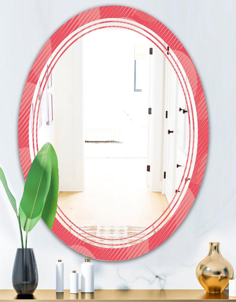 DesignQ Coral Round Geometrical - Modern Round Or Oval Wall Mirror - Triple C
