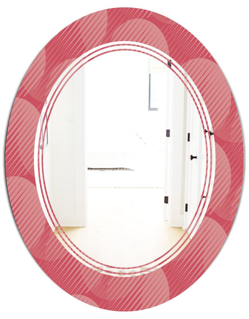 DesignQ Coral Round Geometrical - Modern Round Or Oval Wall Mirror - Triple C